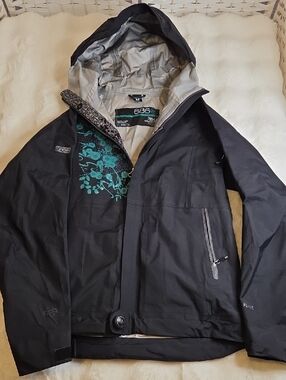 686 Womens Black Ski Jacket with Teal Graphic